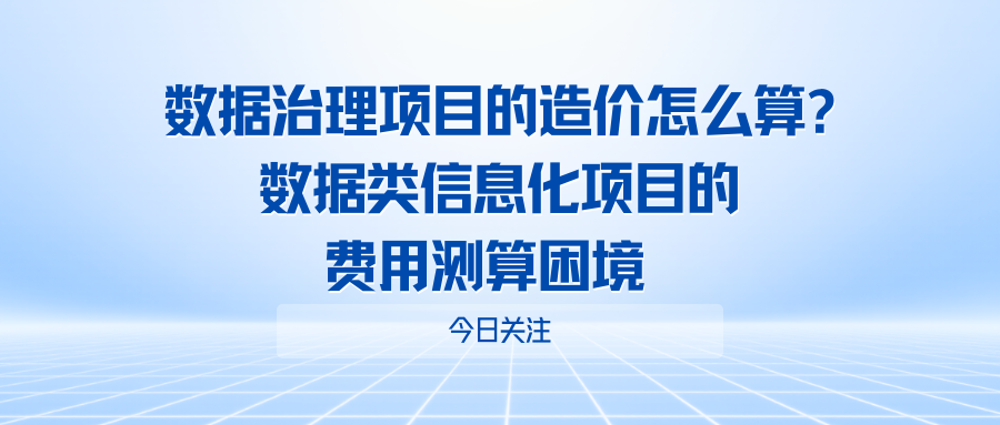 数据治理项目的造价怎么算数据类信息化项目的费用测算困境
